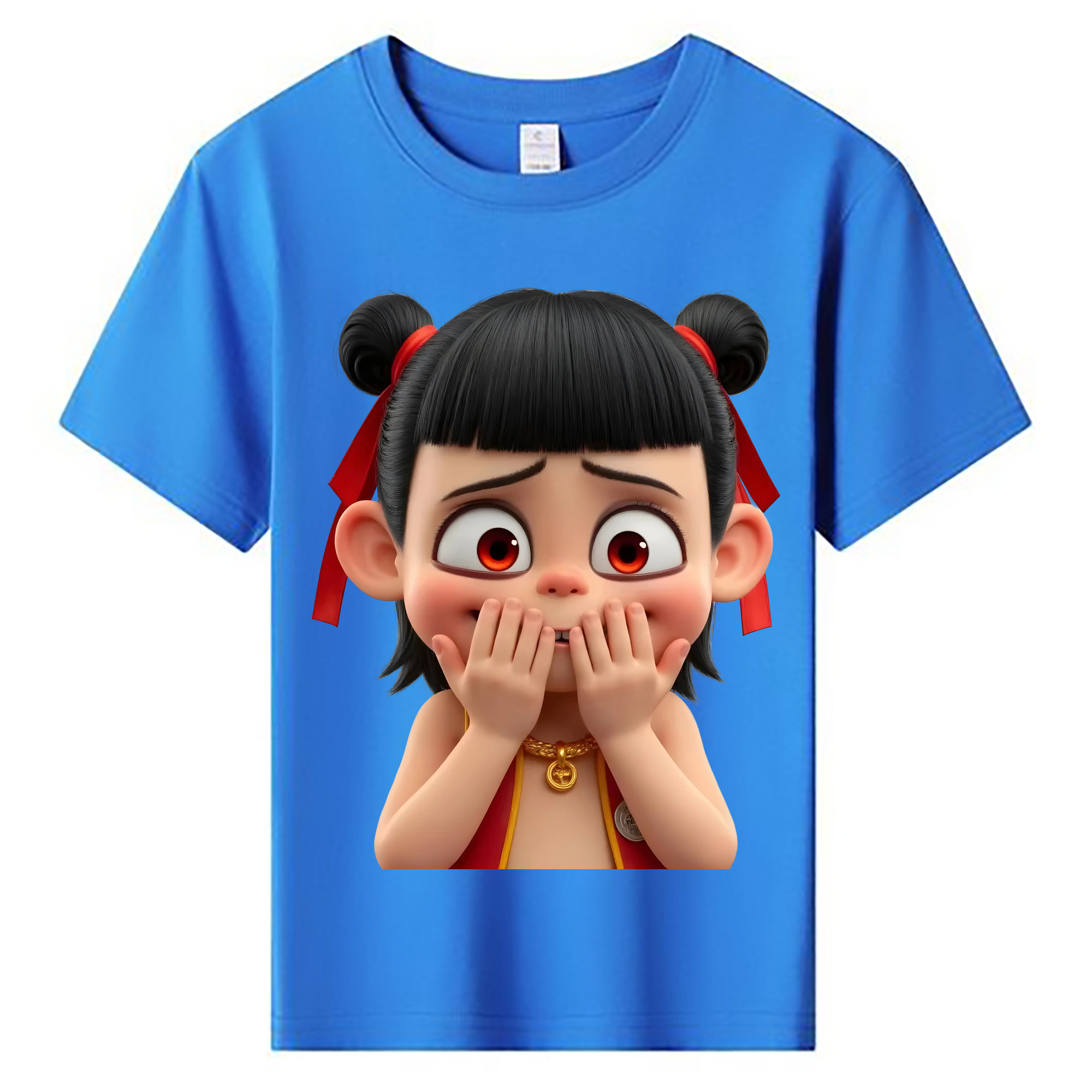 （画像用） Ne Zha 2 ナタ 魔童の大暴れ 綿100％キッズTシャツ（フロントプリント）